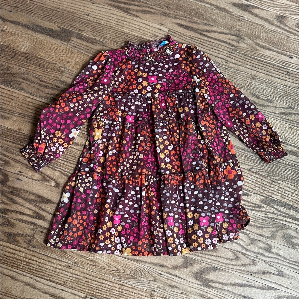 Mayoral girls Printed Chiffon Dress burgundy floral size 4 EUC - Picture 3 of 8
